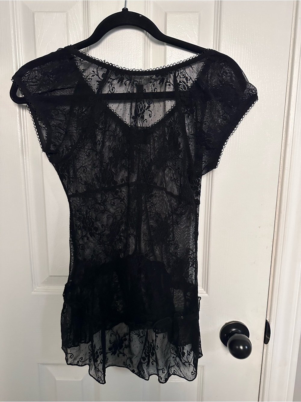 Guess Black Sheer Lace Blouse